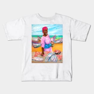 At The Fish Market by The Sea Kids T-Shirt